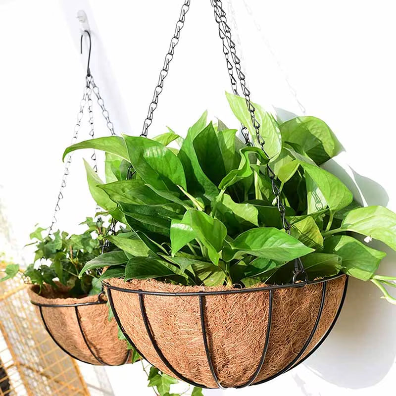 8/10 Inch round Wire Plant Holder Metal Hanging Basket Coconut Liner Lining Plants Flower Garden Pot for Home Balcony Decoration