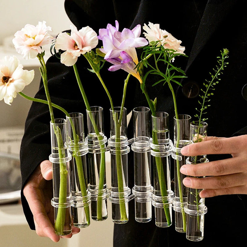 Clear Glass Vase Tubes Set Hanging Flower Holder Plant Container Flower Vases for Homes Room Decor