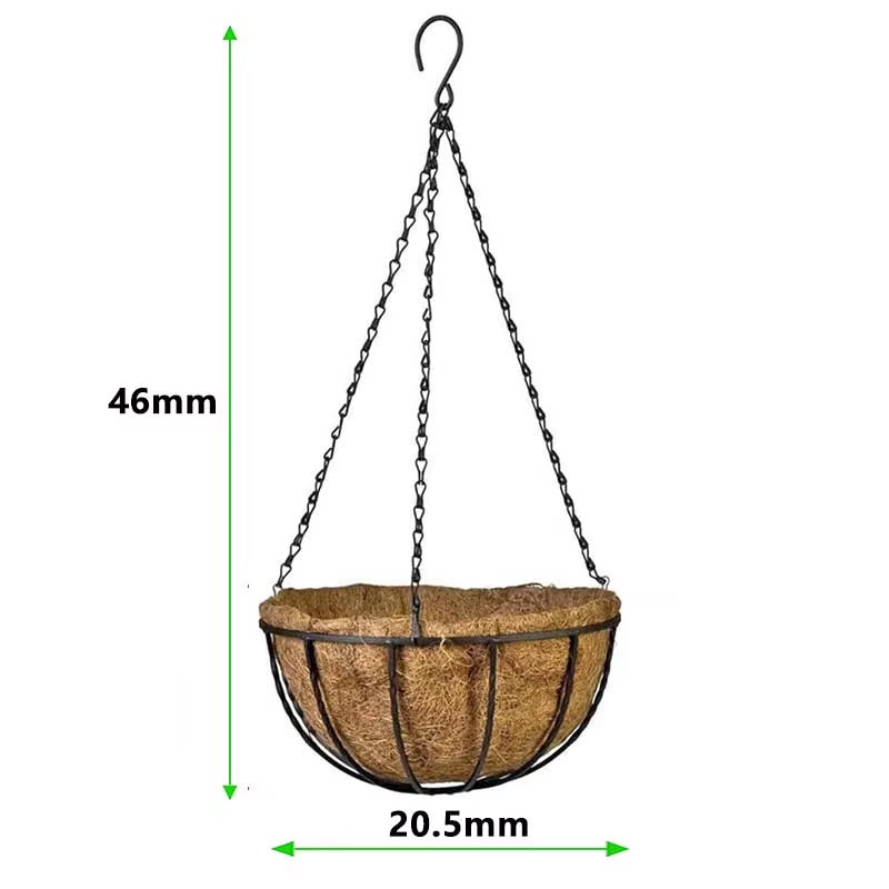 8/10 Inch round Wire Plant Holder Metal Hanging Basket Coconut Liner Lining Plants Flower Garden Pot for Home Balcony Decoration