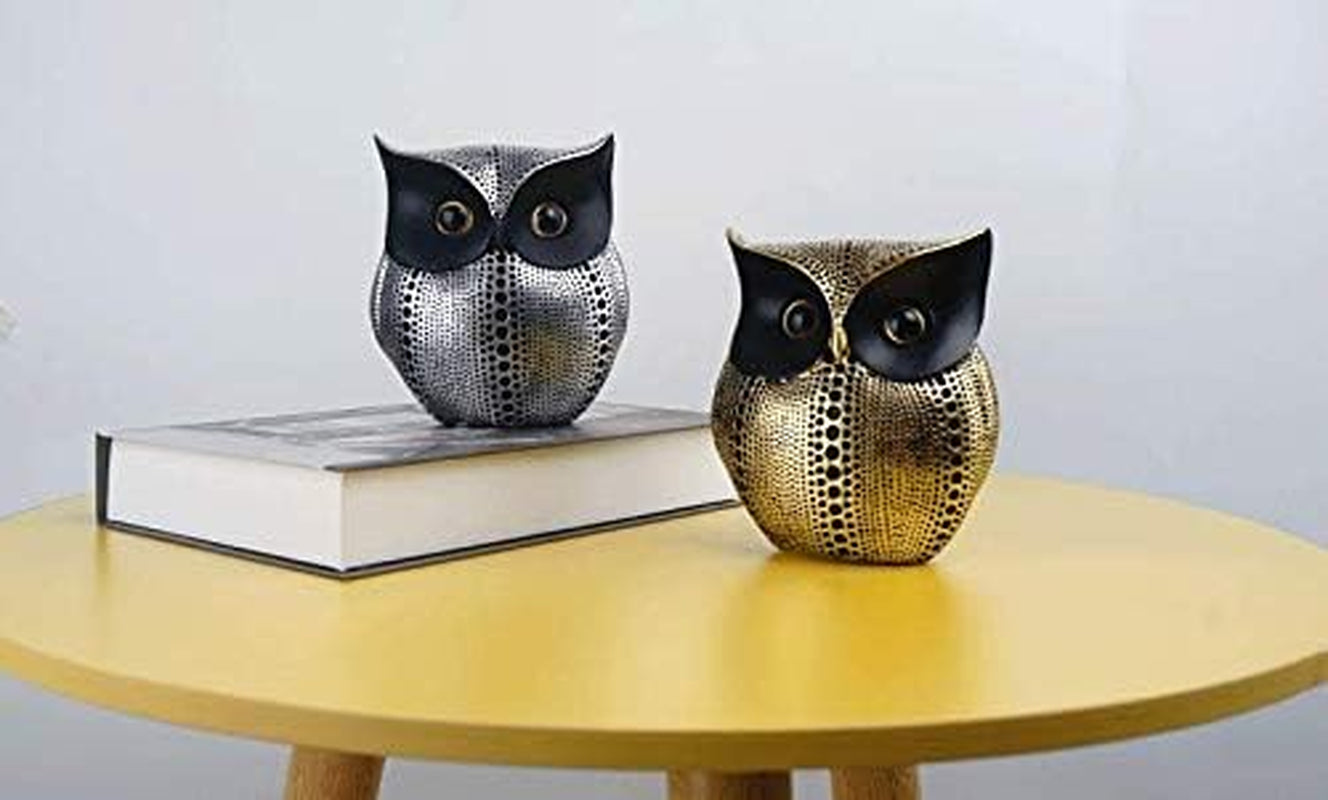 Owl Statue Decor Small Crafted Figurines for Home Decor Accents, Living Room Bedroom Office Decoration, Book Shelf TV Stand Decor - Animal Sculptures Collection (White)