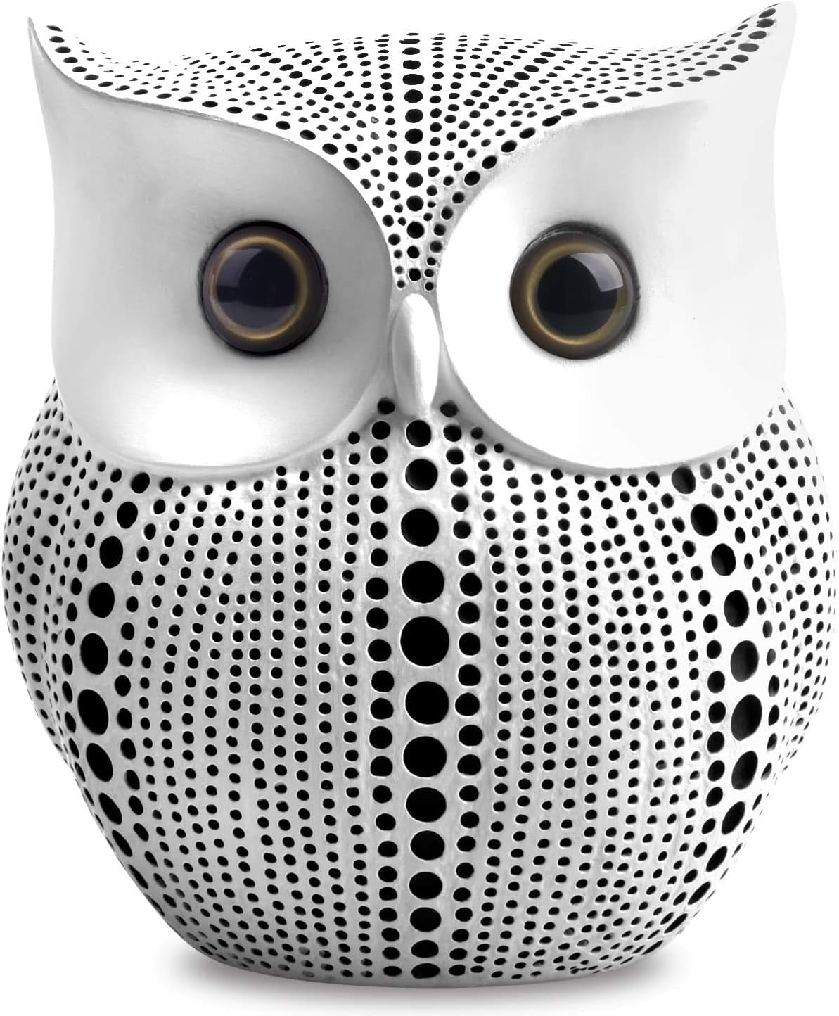 Owl Statue Decor Small Crafted Figurines for Home Decor Accents, Living Room Bedroom Office Decoration, Book Shelf TV Stand Decor - Animal Sculptures Collection (White)