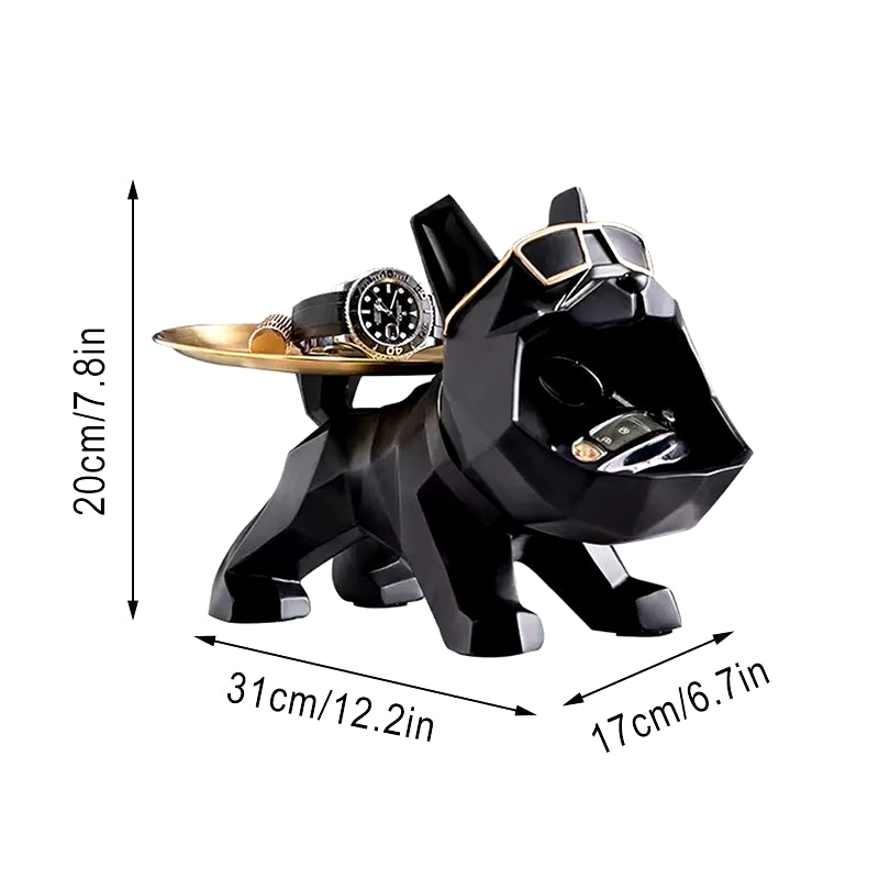 Resin Cool Bulldog Crafts Dog Butler with Tray for Keys Holder Storage Jewelries Animal Room Home Decor Statue Dog Sculpture