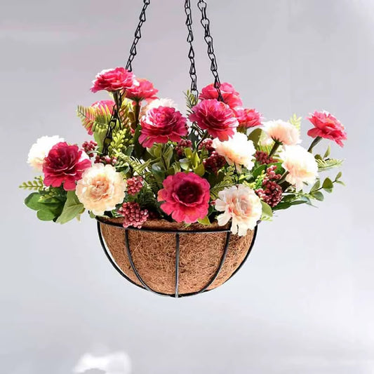 8/10 Inch round Wire Plant Holder Metal Hanging Basket Coconut Liner Lining Plants Flower Garden Pot for Home Balcony Decoration